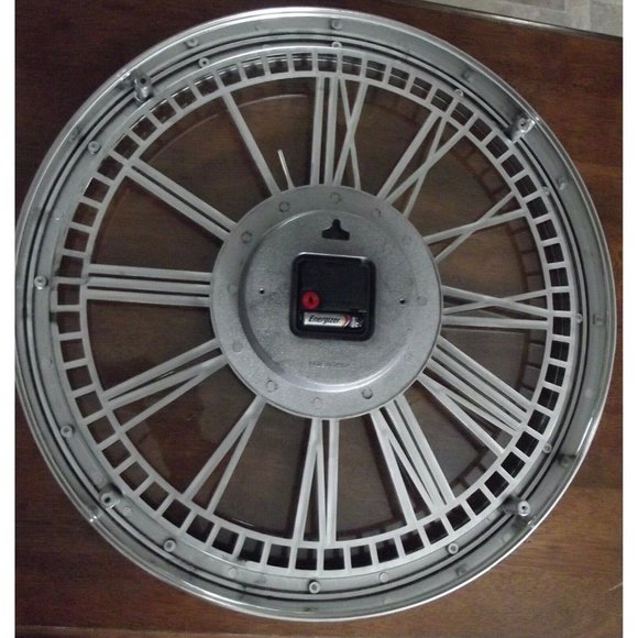 Wall Clock Large 20" Round Silver Cut Out Chrome Roman Numeral Skeleton Round - Picture 6 of 8